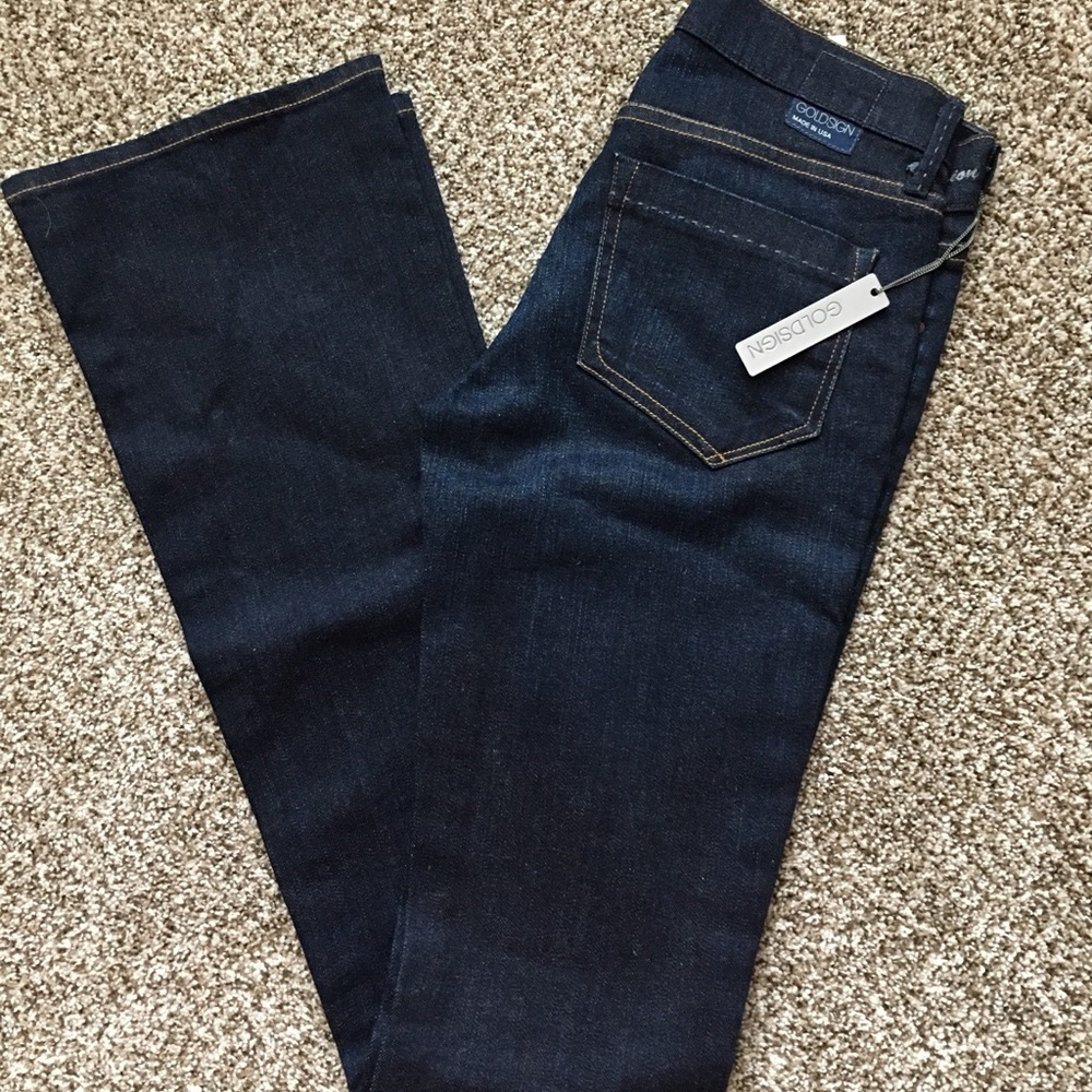 Goldsign dark blue bootcut jeans. NWT.